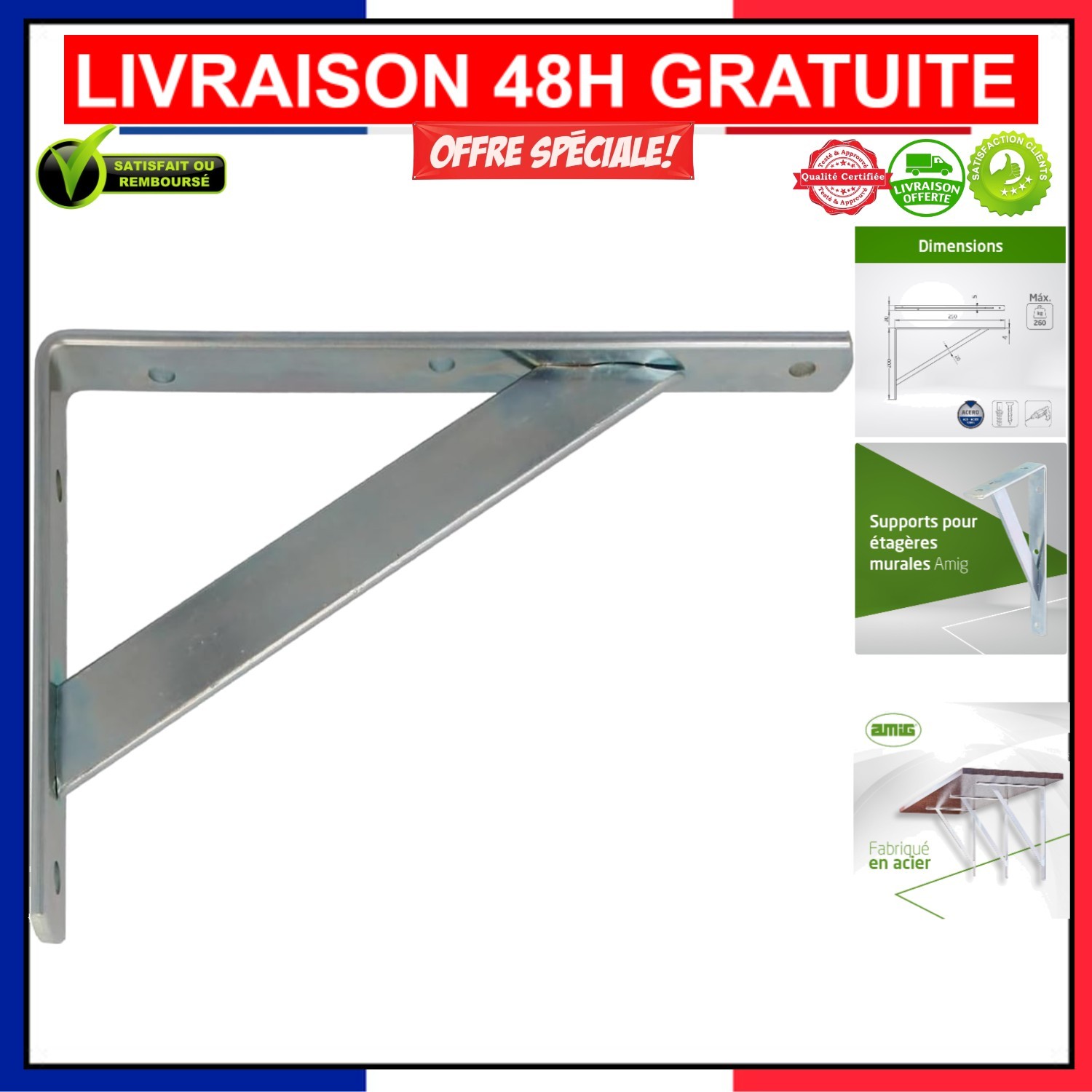 Équerre murale design 250x200mm pour aménager un coin bureau scandinave