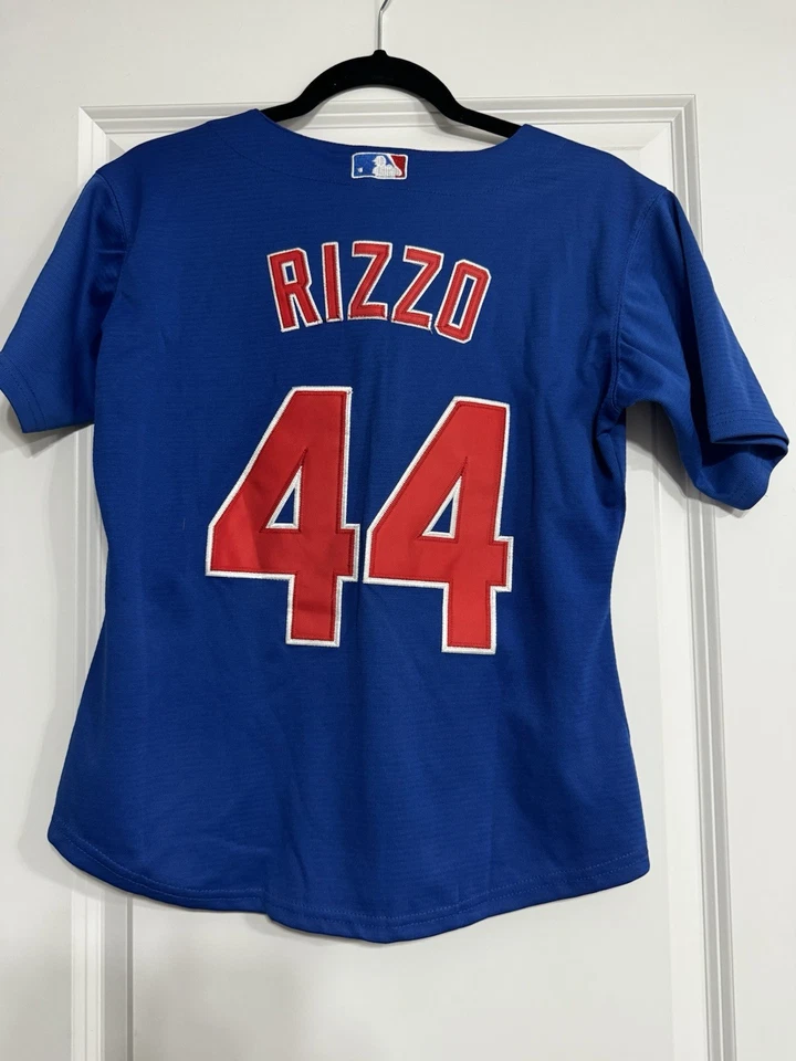 Chicago Cubs Jersey Youth Small Blue Anthony Rizzo #44 Majestic Coolbase MLB - Image 2 of 4