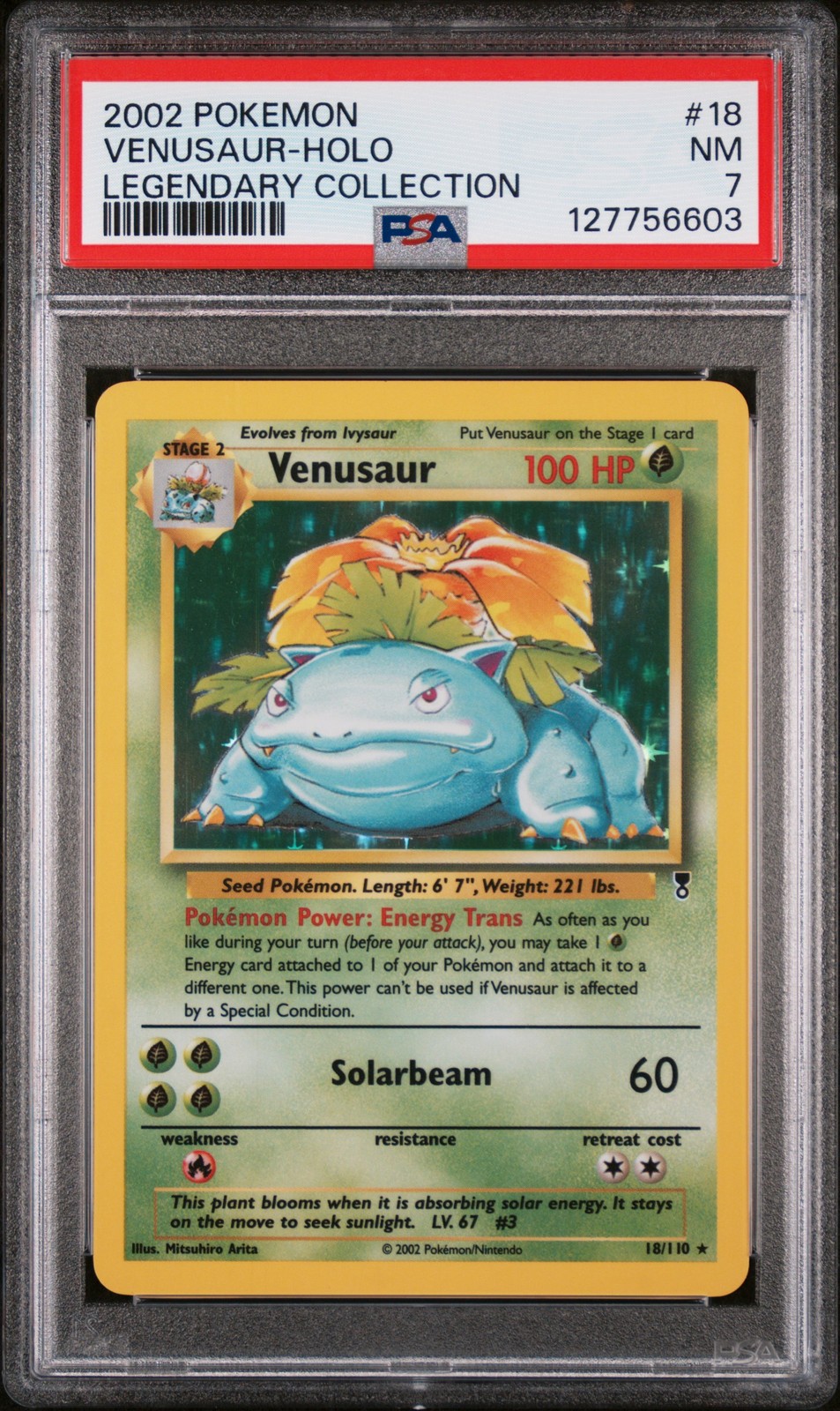 2002 POKEMON LEGENDARY COLLECTION #18 VENUSAUR-HOLO PSA 7