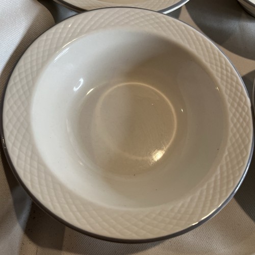 Menge 8 kleine Schüsseln Brot Salat Dessert grau silber Streifen Jackson Custom China - Bild 9 von 20
