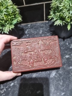 Antique 19thc Hand Carved Chinese Cinnabar & Lacquer Box
