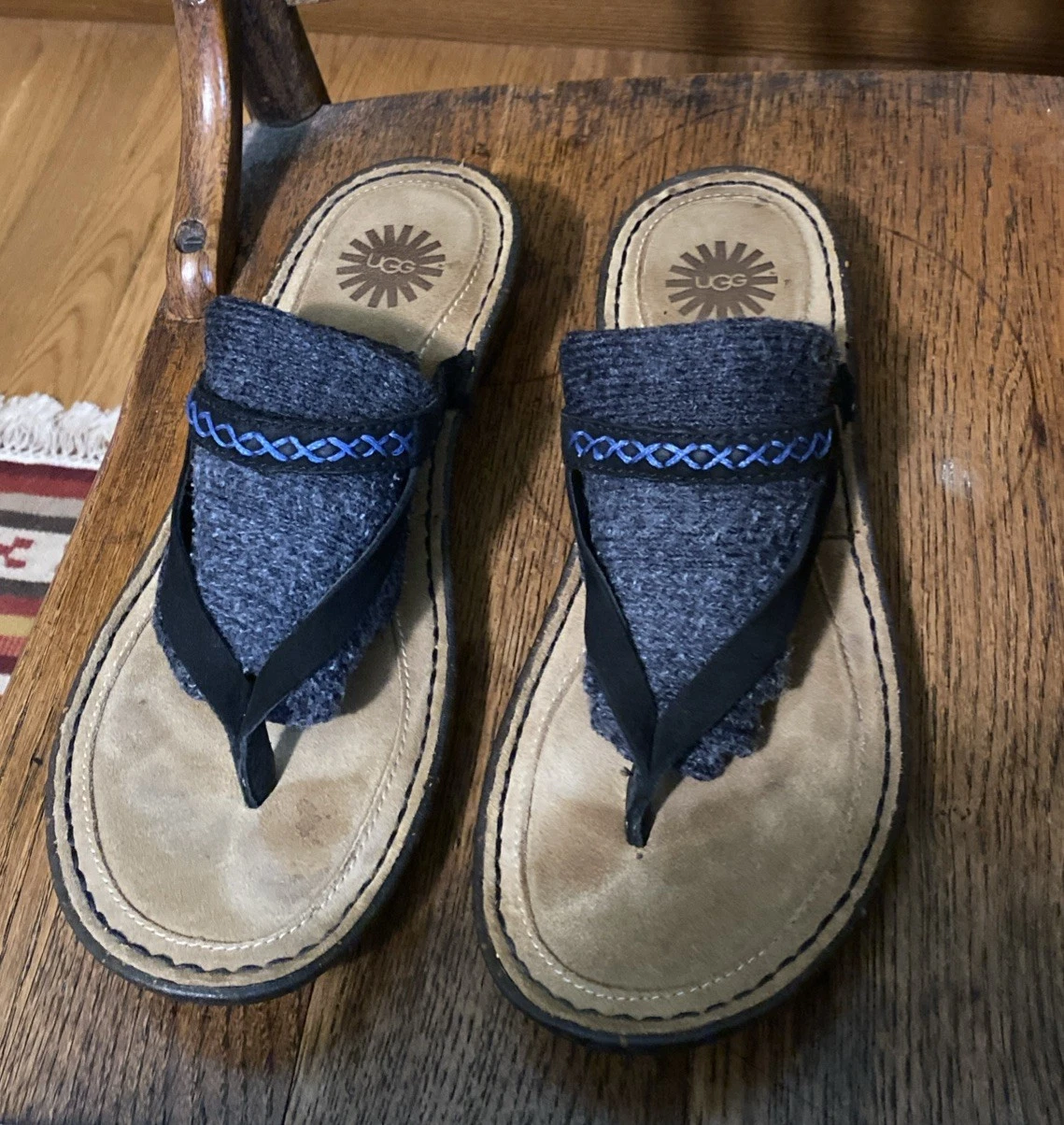 Sandali UGG donna infradito pelle tanga nero taglia 9 casual F60014A