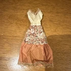 1960-1970s Vintage Barbie Floral Peach Cream Cloth Lace  Dress