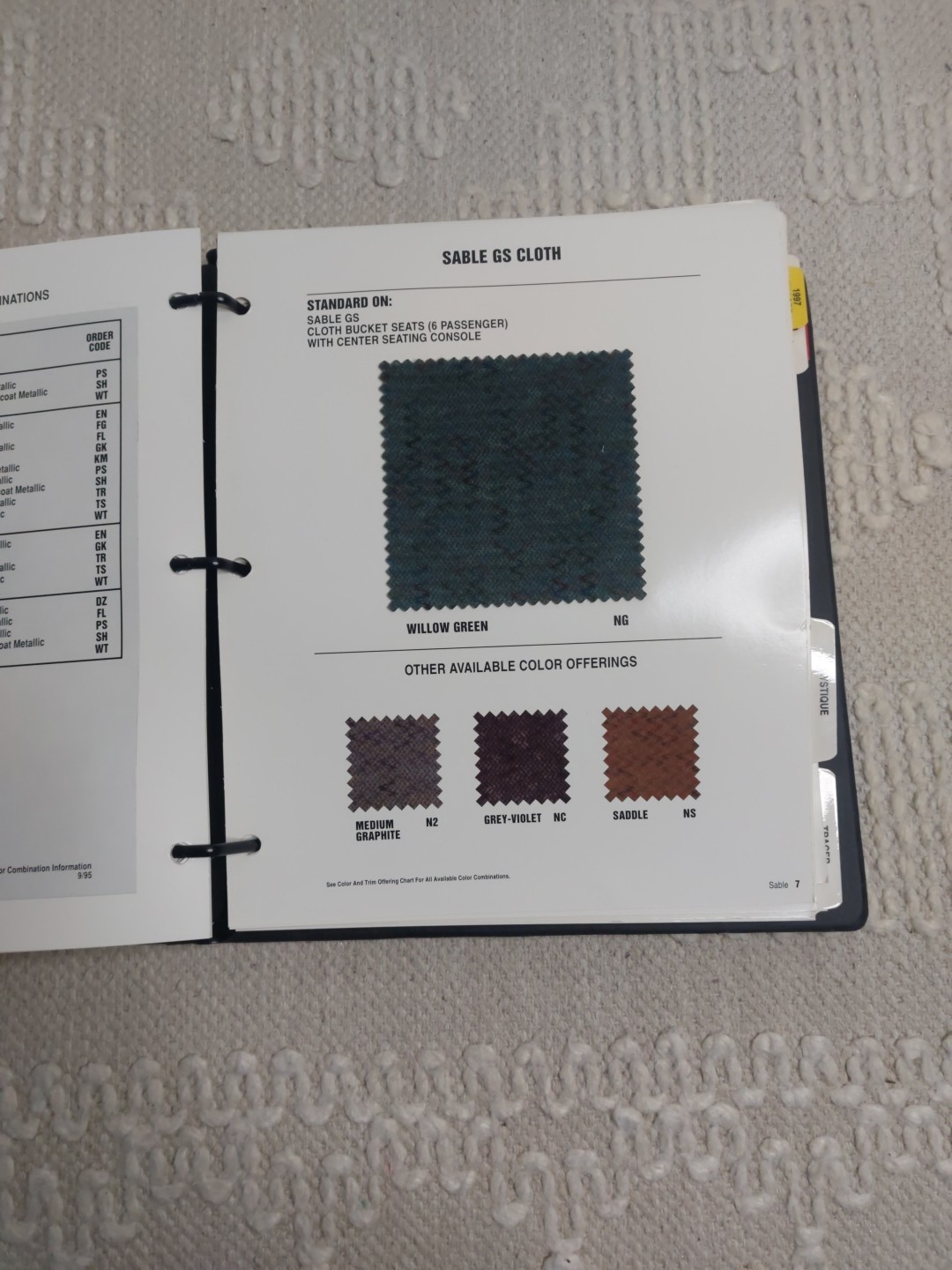 1996 Mercury Dealer Album Color upholstery paint book Cougar Grand Marquis thumbnail 6