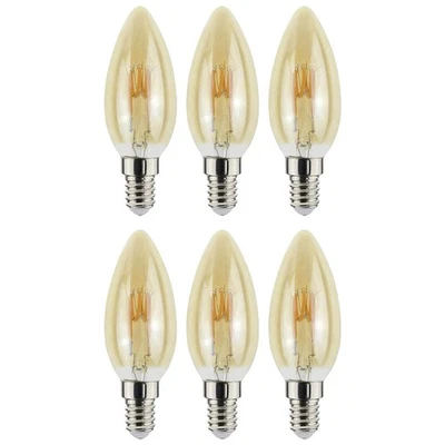 6 x LightMe LED Spiral Filament Kerze 2,3W=14W E14 gold Vintage extra warm 320° - Bild 1 von 2