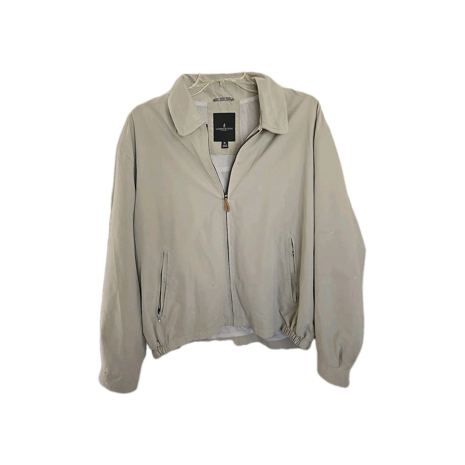 Mens london fog jacket Microfiber Lightweight Sz XL Beige