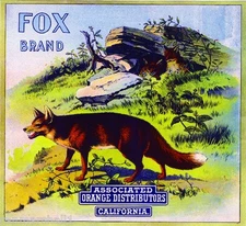 Los Angeles California Fox Family Orange Citrus Fruit Crate Label Art Print