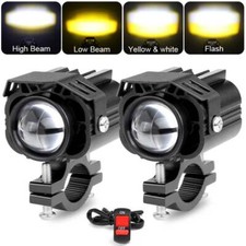 2x Led Spot Lights Auxiliary Motorcycle Headlight Driving Fog Lamp Yellow White