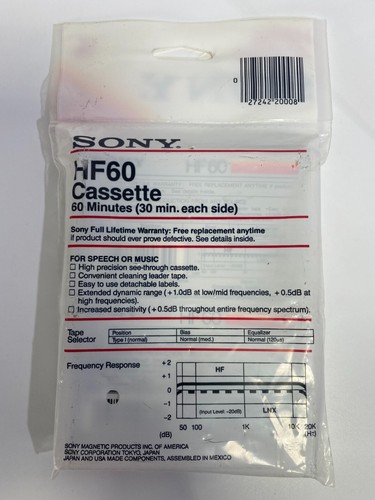 Sony HF60 Type 1 Normal Position Normal Bias Blank BCassettes 2pack - Picture 2 of 2