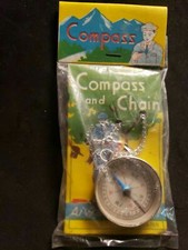 Vintage Dimestore Toys Japan Compass on a Chain Toy New In Package