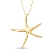 Playful Starfish Dance 14K Yellow Gold Plated Pendant Necklace