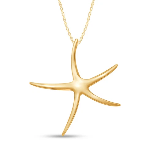 Playful Starfish Dance 14K Yellow Gold Plated Pendant Necklace