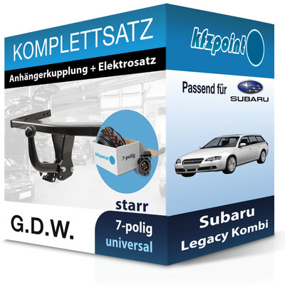G.D.W. Anhängekupplung starr und E-Satz 7polig für Subaru Legacy Kombi 98- neu