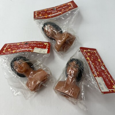 3 Vintage Fibre Craft Vinyl Doll Head Bust 2 3/4  #7684B, New