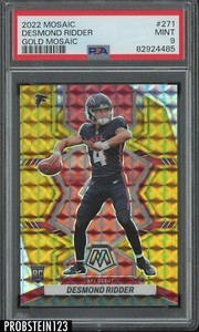 2022 Panini Mosaic Football Gold Desmond Ridder #271 PSA 10