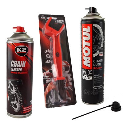 MOTUL Kettenspray ''Road+'' + K2 Kettenreiniger + Kettenreinigungsbürste