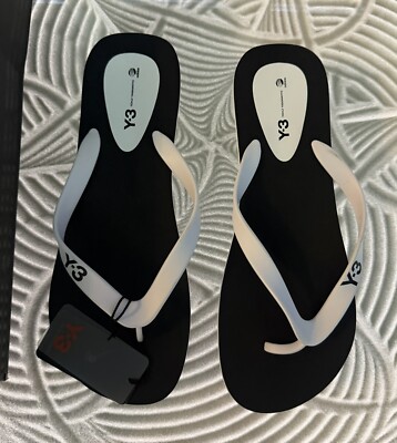 y-3 yohji Flip ii yamamoto Adidas Flip Flop Black White US Men 12 Runs Small NWB
