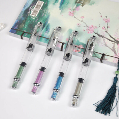 Wing Sung 629 Piston Resin Fountain Pen Iridium EF/F 0.38/0.5mm Nib Gift Pen #BS