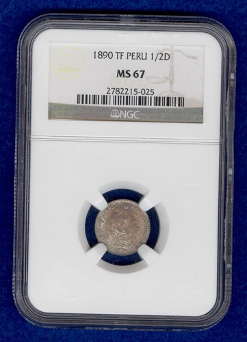 1890 TF Peru 1/2 Dinero NGC MS67