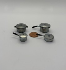 LOT OF VINTAGE MINIATURE DOLL HOUSE POTS AND PANS WITH LIDS