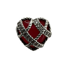 Judith Ripka Sterling Silver Pink Rose Quartz Heart Ring Size 11.25