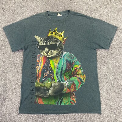Notorious BIG Parody Cat Crown Coogi Everyday Struggle Graphic Tee Medium