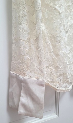 H&M Women's Long Sleeve Sheer Lace Collared Blouse - Ivory - Large - NWT - Picture 2 of 6