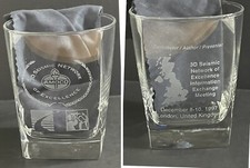 Vintage Amoco Oil & Gas 3D Seismic 1997 Meeting London Drinking Rocks Glass