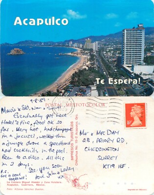 s17694 Hotelzone, Acapulco, Guerrero, Mexiko Postkarte 1989 Briefmarke *KOMBIPOST