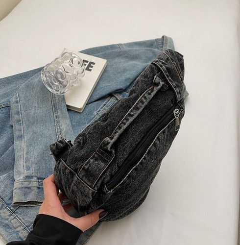 Women Denim Sling Bag Crossbody Fanny Pack Chest Purse Shoulder Handbag Travel - Picture 4 of 17