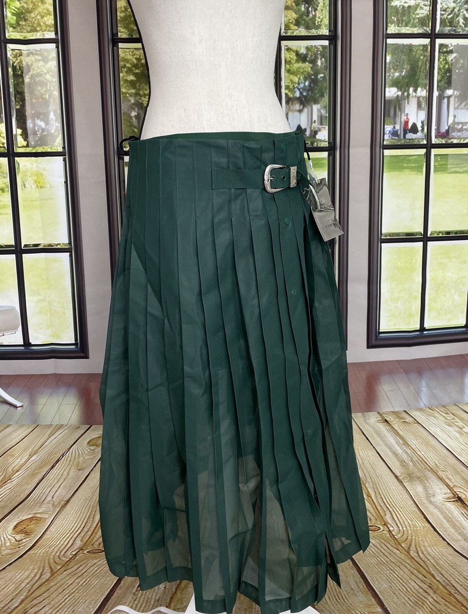 Toga Pulla Womens Polyester Mesh Buckle Trim Pleated Skirt Green Size 6 EU 36