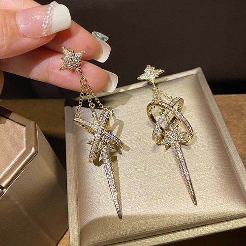 Luxury Gold Crystal Sphere Earring, Wedding, Beautiful, Elegant, Formal Event - Picture 3 of 4