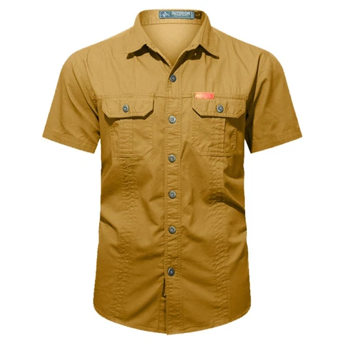 Hombres Camisas de Verano Camisas de Manga Corta Informales Camisa de Playa con Botones con Bolsillo - Imagen 12 de 54