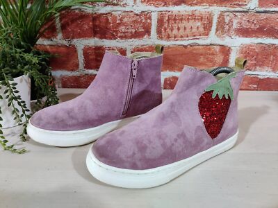 MINI BODEN ROSA STIEFELETTEN UK 3 EU 36 WILDLEDER GLITZER ERDBEERE MÄDCHEN KINDER SCHUHE