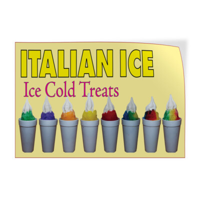 Decal Stickers Italian Ice Ice Cold Treats Vinyl Store Sign Label