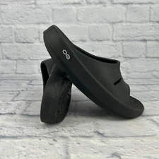 Oofos OOahh Foam Slides Women Sz 7 Comfort Water Beach Sandal Strap Slides Black
