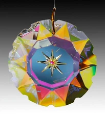 50mm Star Burst Etched Clear AB Austrian Crystal Pendant Prism Suncatcher 2"
