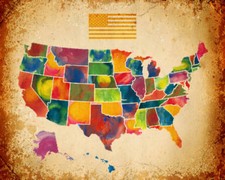 USA Canvas Art Spark Art American Flag United States Map Gallery Wrap