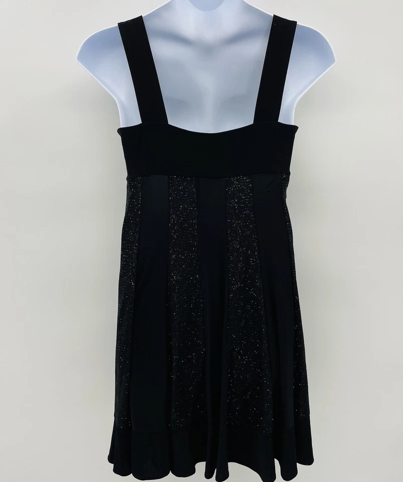 Vestido R&M Richards para mujer talla 12 panel brillante a rayas entallado y acampanado en negro Foto 4 de 4
