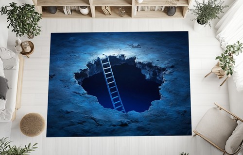 Crack Rug, Blue Crack Rug,Big Hole Rug,3D Look Crack Rug,3D Illusion Rug - Picture 2 of 13