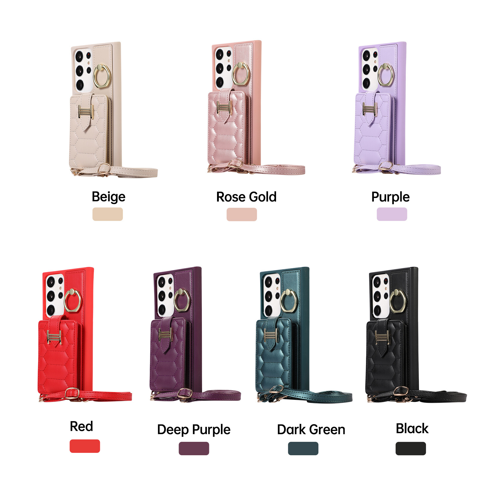 Card Holder Leather Cover 360° Kickstand Protective Bumper For Samsung S23 Ultra-image