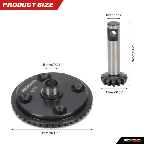 Diff Ringgetriebe 43T Ritzelgetriebe 13T 40Cr-Mo Stahl für 1-8 losi LMT Upgrade Teile - Bild 2 von 7