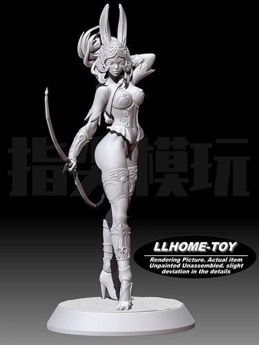 Game Hot Fran Rabbit People hot girl Hold a bow Resin 3D Print GK Kit Figure - Picture 3 of 13