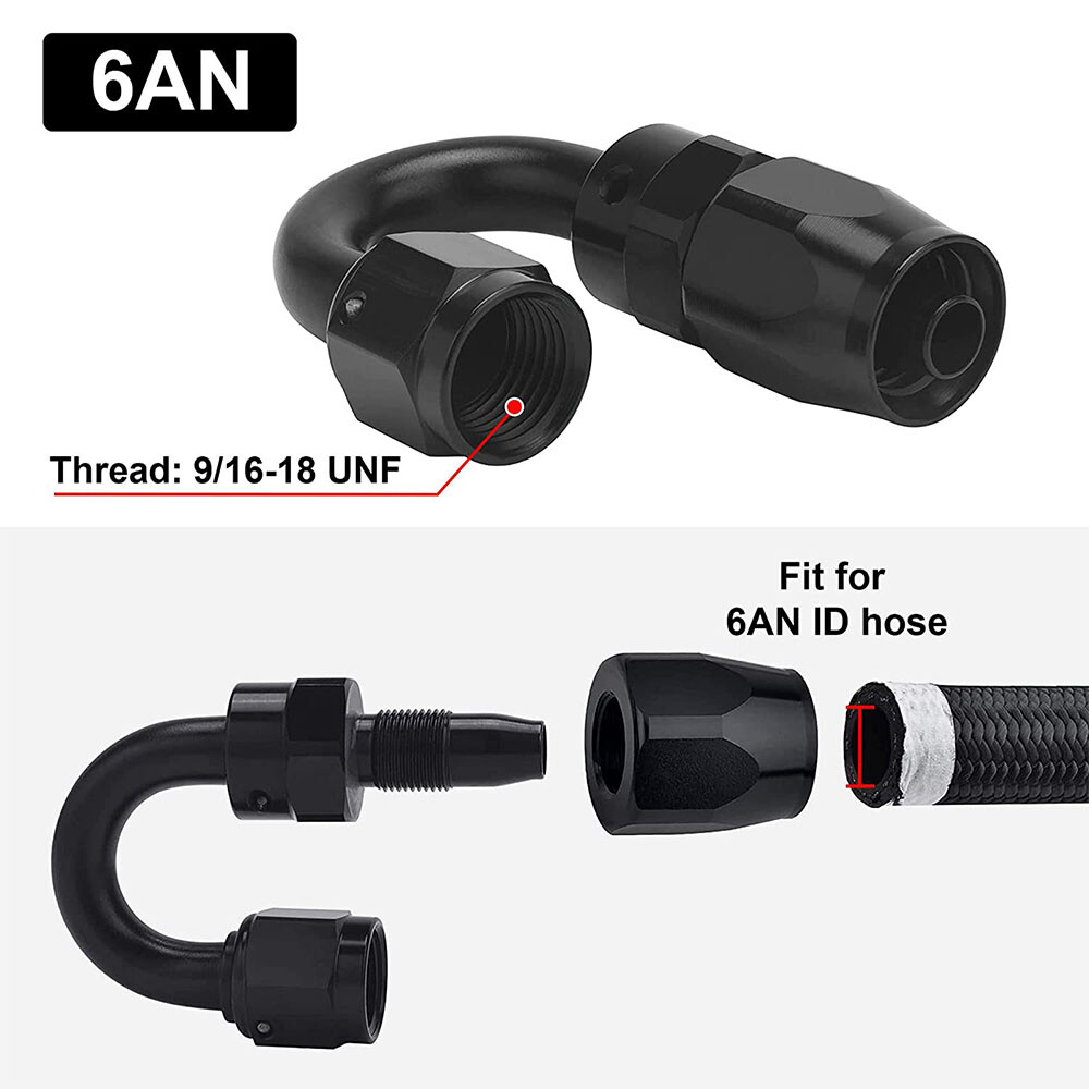 8pcs 6AN/8AN/10AN 180° Swivel Hose End Fittings Adaptor Set