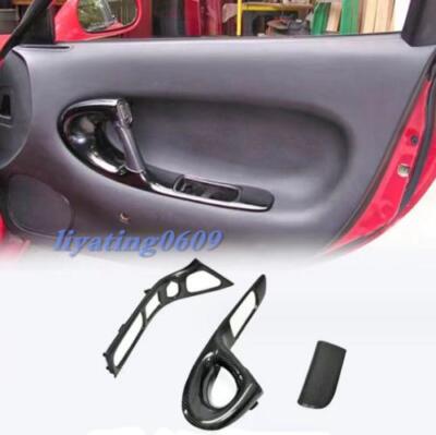 LHD/RHD Real Carbon Fiber Inner Door Handle Panel Trim For Mazda