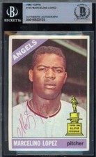 Marcelino Lopez Beckett BAS Signed 1966 Topps Autograph