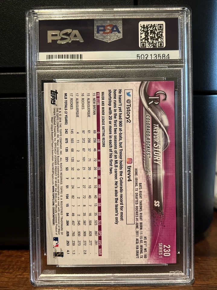 2018 Topps RAINBOW FOIL Trevor Story Baseball Card #230 PSA 10 Mint - Image 2 of 3