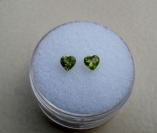 Peridot Heart Natural Gem Loose Faceted Pair 4mm each