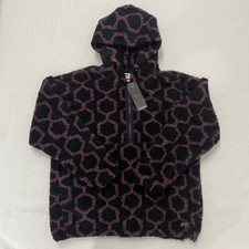 L LEVIS COZY HALF ZIP HOODIE Sherpa Pullover Jacket Sweater Keiko Caviar Black