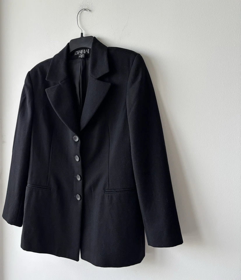 Vintage Searle Blatt Twill Blazer Black Notch Collar 4 Button Womens 14 USA - Imagem 4 de 4